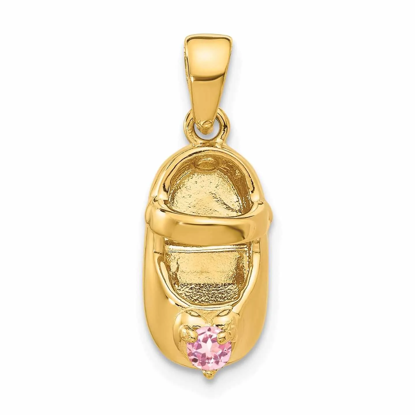 14 Yellow Gold Pink Tourmaline Stone Shoe Charm