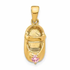 14 Yellow Gold Pink Tourmaline Stone Shoe Charm