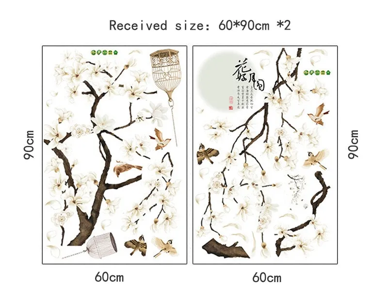 187*128Cm Big Size Tree Wall Stickers Birds Flower Home Decor Wallpapers For Living Room Bedroom Diy