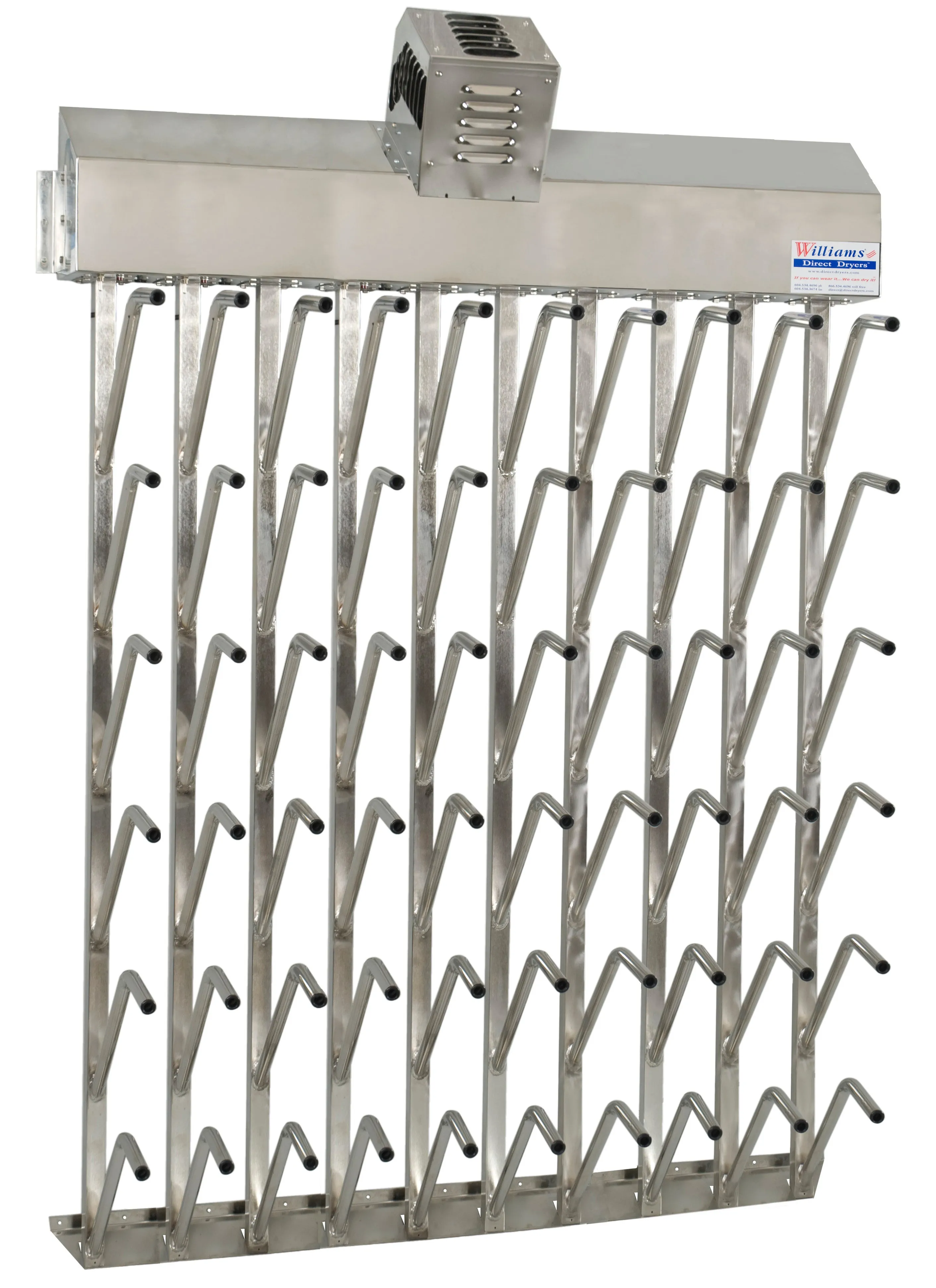 30-Pair Industrial Top Hung Wall Mount Food Grade Stainless Steel Boot Dryer (Dries 60 Boots)