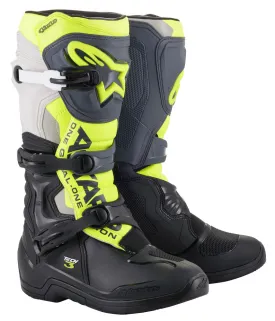 ALPINESTARS TECH 3 BOOTS BLK/COOL GREY/YLW/FLUO SZ 10