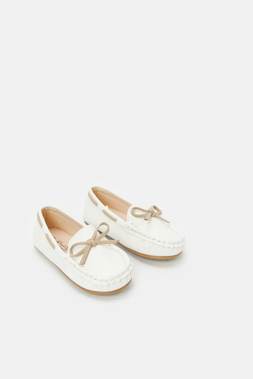 Boys White Bow Moccasin