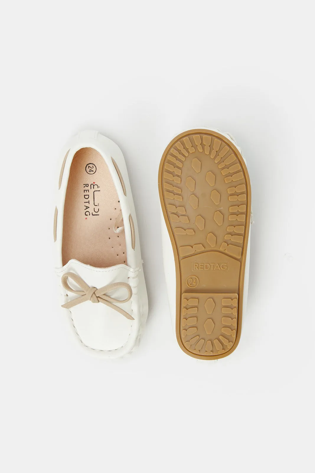 Boys White Bow Moccasin