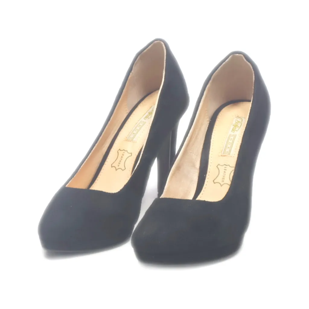 Buffalo High-Heel Shoes Suede Black Colour For Women