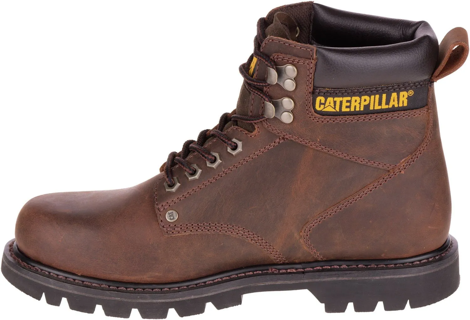 CAT Mens Second Shift Dark Brown Leather Work Boots