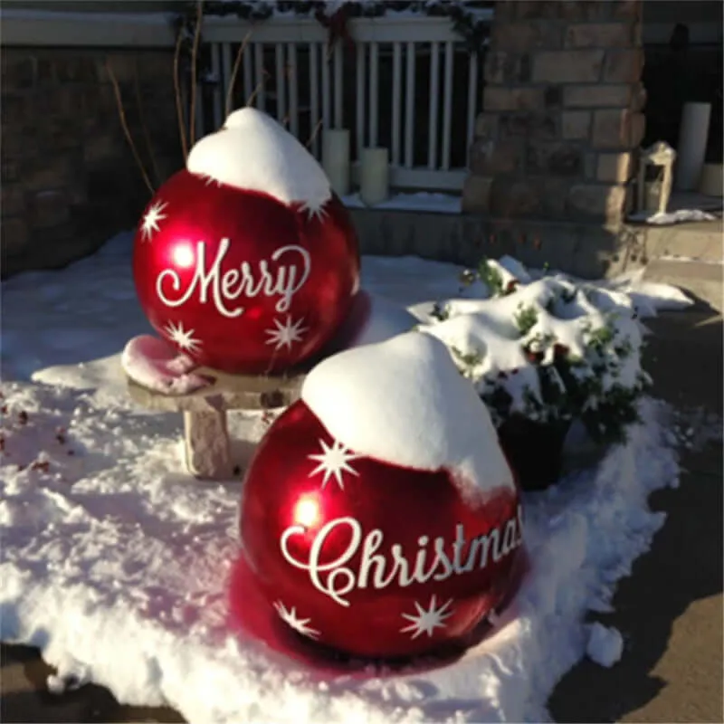 Christmas Ornament Ball - Outdoor PVC 60CM Inflatable Decorated Giant Ball for Xmas Tree Decorations