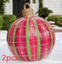 Christmas Ornament Ball - Outdoor PVC 60CM Inflatable Decorated Giant Ball for Xmas Tree Decorations