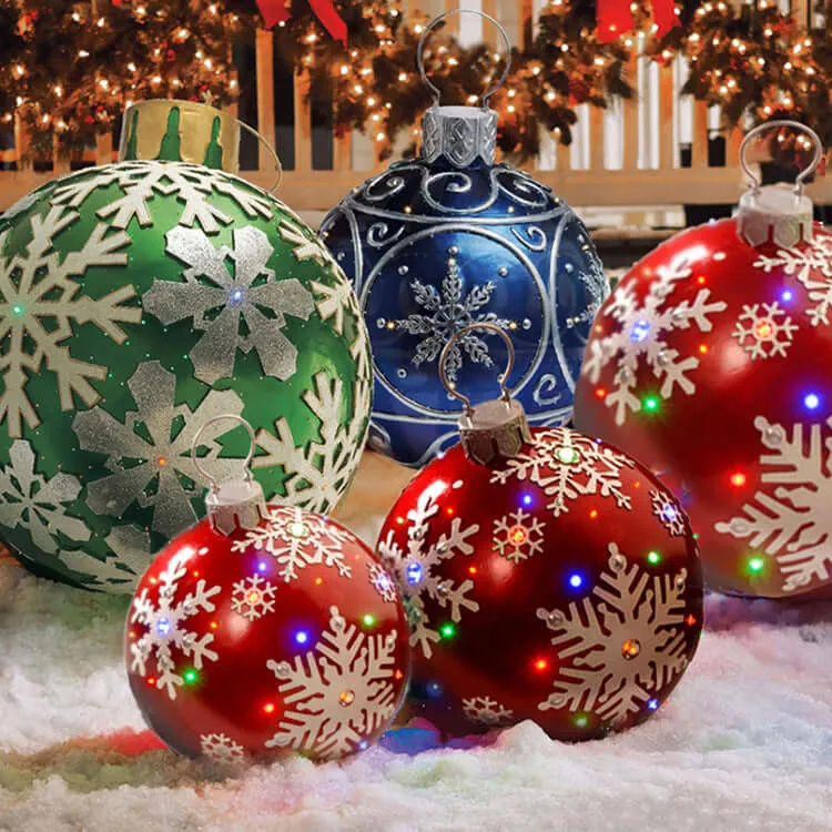 Christmas Ornament Ball - Outdoor PVC 60CM Inflatable Decorated Giant Ball for Xmas Tree Decorations