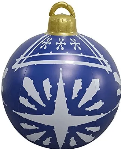 Christmas Ornament Ball - Outdoor PVC 60CM Inflatable Decorated Giant Ball for Xmas Tree Decorations