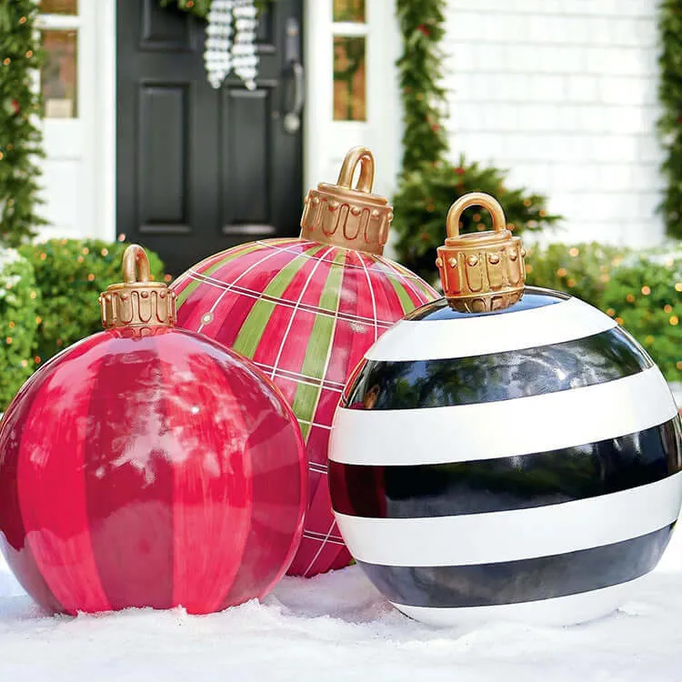 Christmas Ornament Ball - Outdoor PVC 60CM Inflatable Decorated Giant Ball for Xmas Tree Decorations