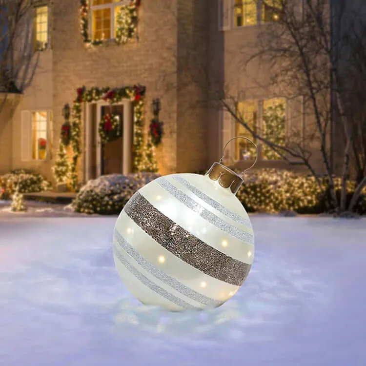 Christmas Ornament Ball - Outdoor PVC 60CM Inflatable Decorated Giant Ball for Xmas Tree Decorations