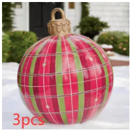 Christmas Ornament Ball - Outdoor PVC 60CM Inflatable Decorated Giant Ball for Xmas Tree Decorations