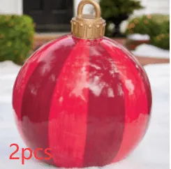 Christmas Ornament Ball - Outdoor PVC 60CM Inflatable Decorated Giant Ball for Xmas Tree Decorations