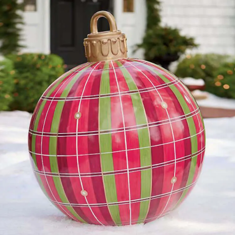 Christmas Ornament Ball - Outdoor PVC 60CM Inflatable Decorated Giant Ball for Xmas Tree Decorations