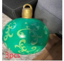 Christmas Ornament Ball - Outdoor PVC 60CM Inflatable Decorated Giant Ball for Xmas Tree Decorations