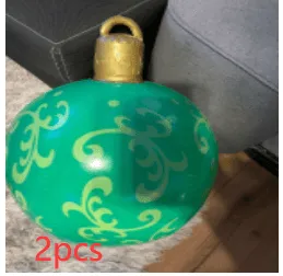 Christmas Ornament Ball - Outdoor PVC 60CM Inflatable Decorated Giant Ball for Xmas Tree Decorations