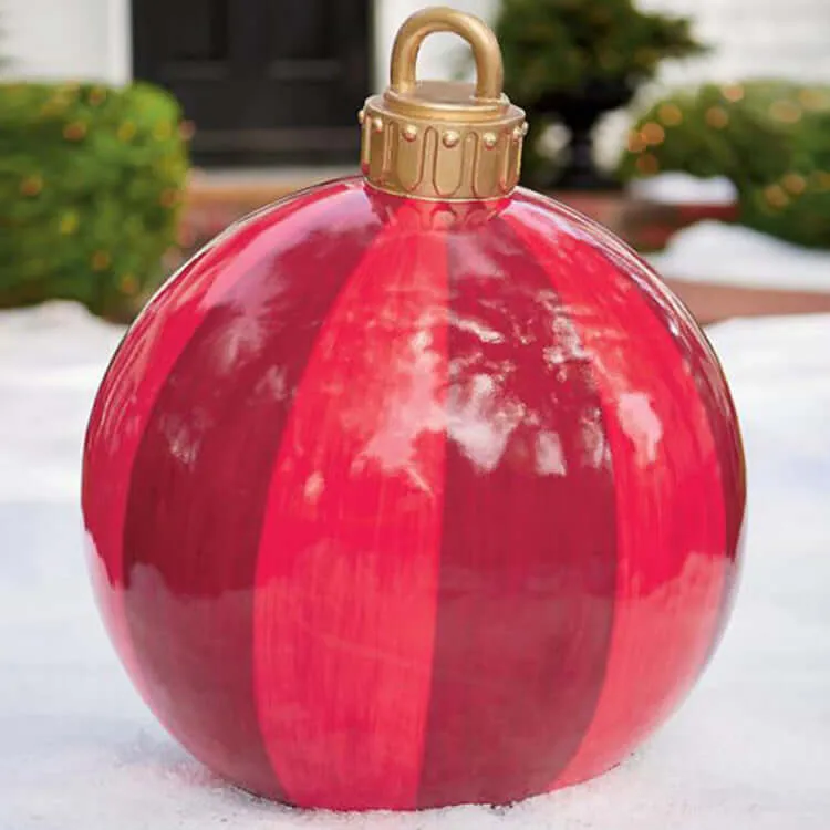 Christmas Ornament Ball - Outdoor PVC 60CM Inflatable Decorated Giant Ball for Xmas Tree Decorations