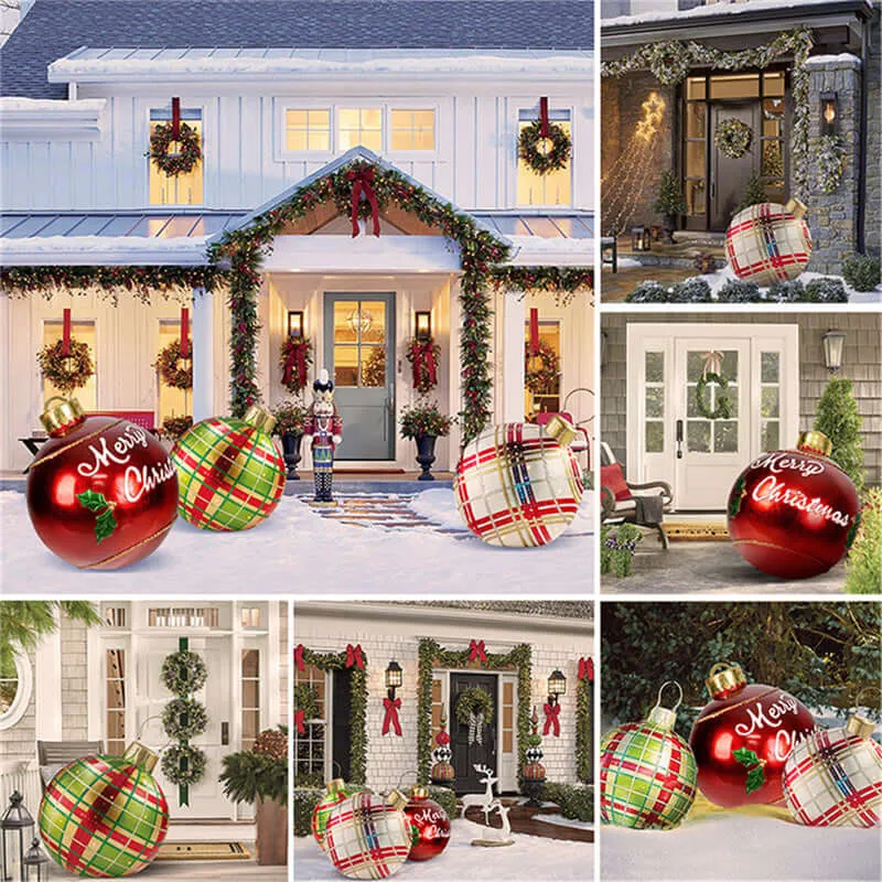 Christmas Ornament Ball - Outdoor PVC 60CM Inflatable Decorated Giant Ball for Xmas Tree Decorations