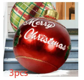 Christmas Ornament Ball - Outdoor PVC 60CM Inflatable Decorated Giant Ball for Xmas Tree Decorations