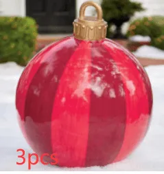 Christmas Ornament Ball - Outdoor PVC 60CM Inflatable Decorated Giant Ball for Xmas Tree Decorations