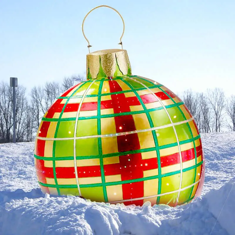 Christmas Ornament Ball - Outdoor PVC 60CM Inflatable Decorated Giant Ball for Xmas Tree Decorations