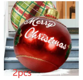 Christmas Ornament Ball - Outdoor PVC 60CM Inflatable Decorated Giant Ball for Xmas Tree Decorations