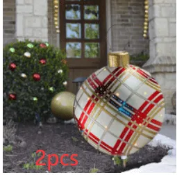 Christmas Ornament Ball - Outdoor PVC 60CM Inflatable Decorated Giant Ball for Xmas Tree Decorations