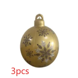 Christmas Ornament Ball - Outdoor PVC 60CM Inflatable Decorated Giant Ball for Xmas Tree Decorations