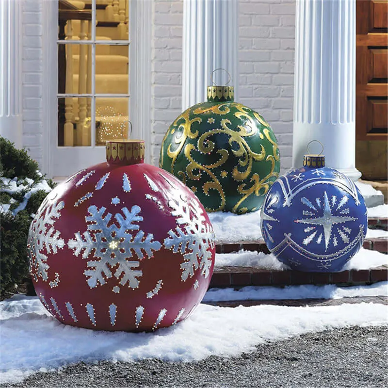 Christmas Ornament Ball - Outdoor PVC 60CM Inflatable Decorated Giant Ball for Xmas Tree Decorations