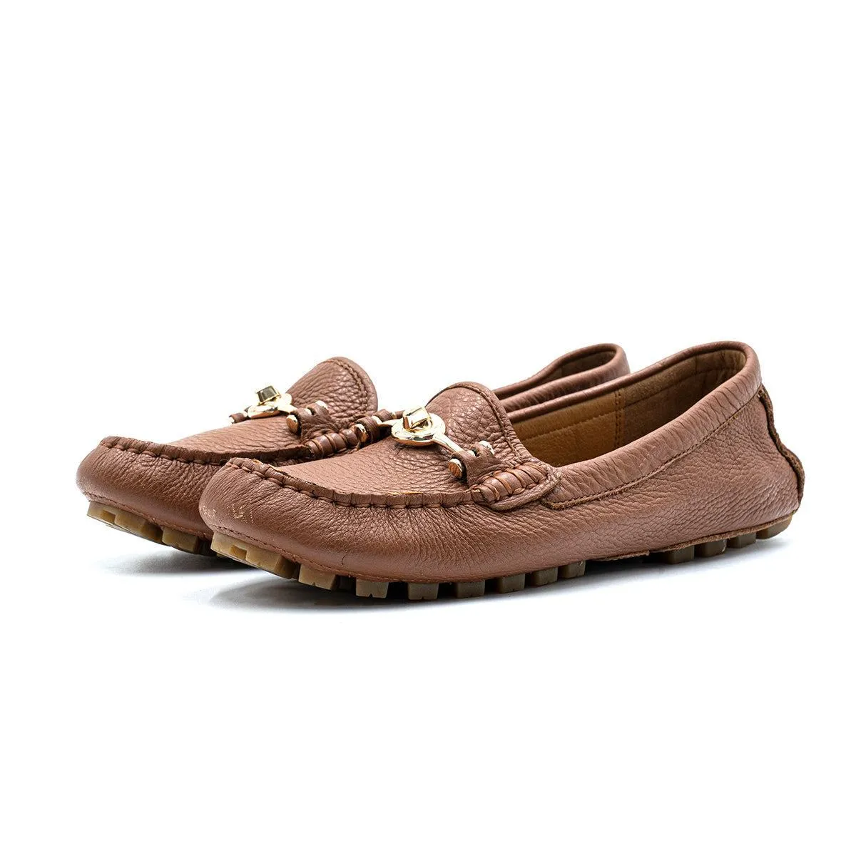 Coach Slipon Loafers Leather Brown Colour For Women