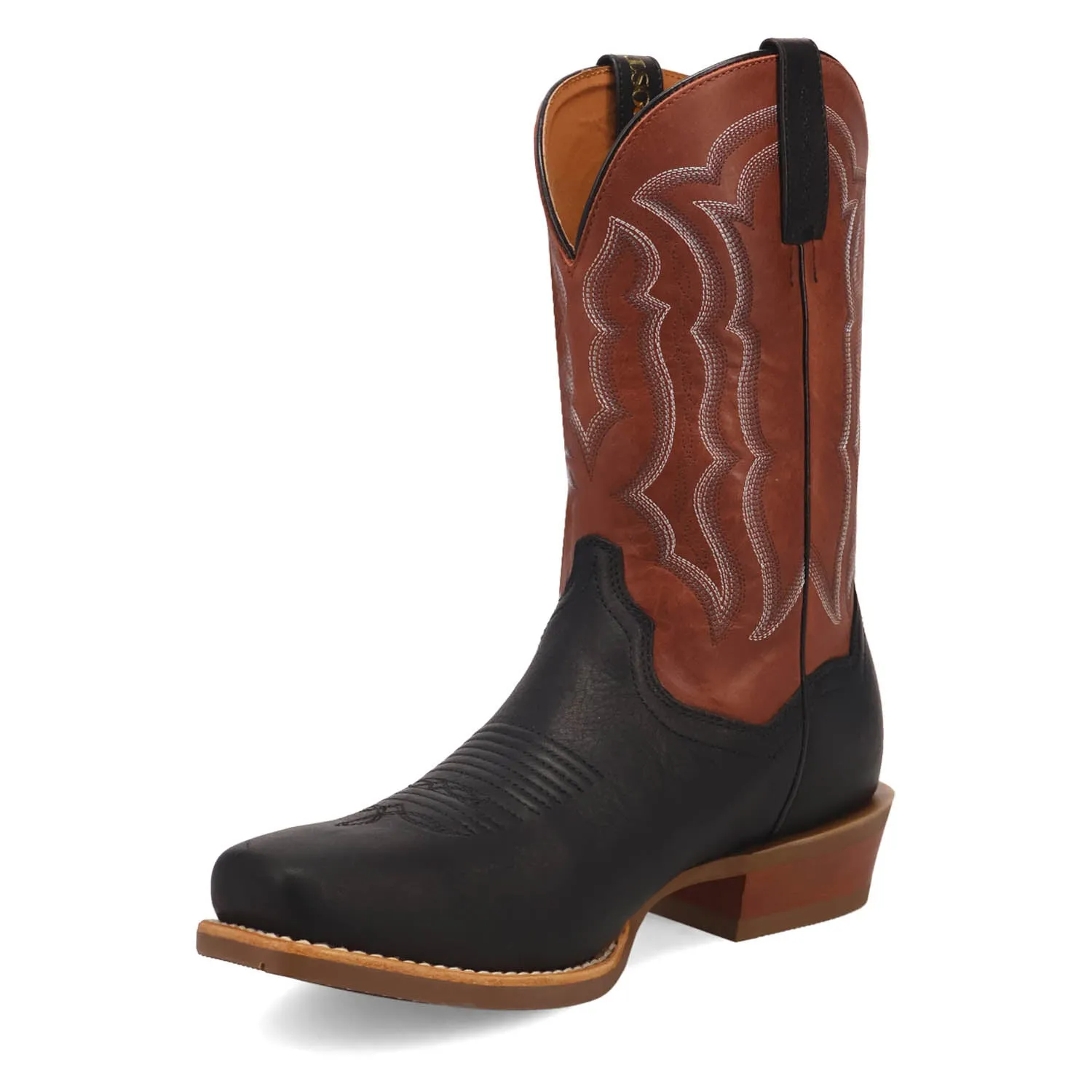 Dan Post Mens Creed Black/Red Leather Cowboy Boots