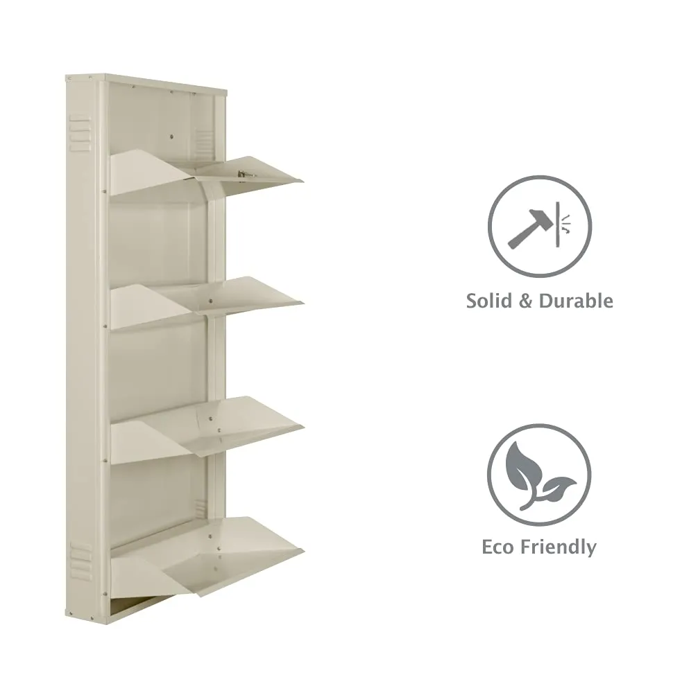 DELITE KOM Metal Shoe Rack for Home | 20 Inches Wide 4 Shelf | Metal Shoe Cabinet for Home with Lock | Wall Mount | Space Saving Chappal Sandal Shoe Organizer Stand | 100% Powder Coated Color | DIY