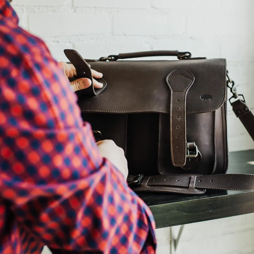 Denver Leather Briefcase | Dark Oak