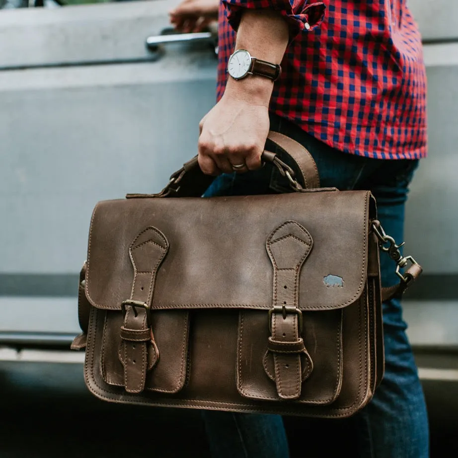 Denver Leather Briefcase | Dark Oak