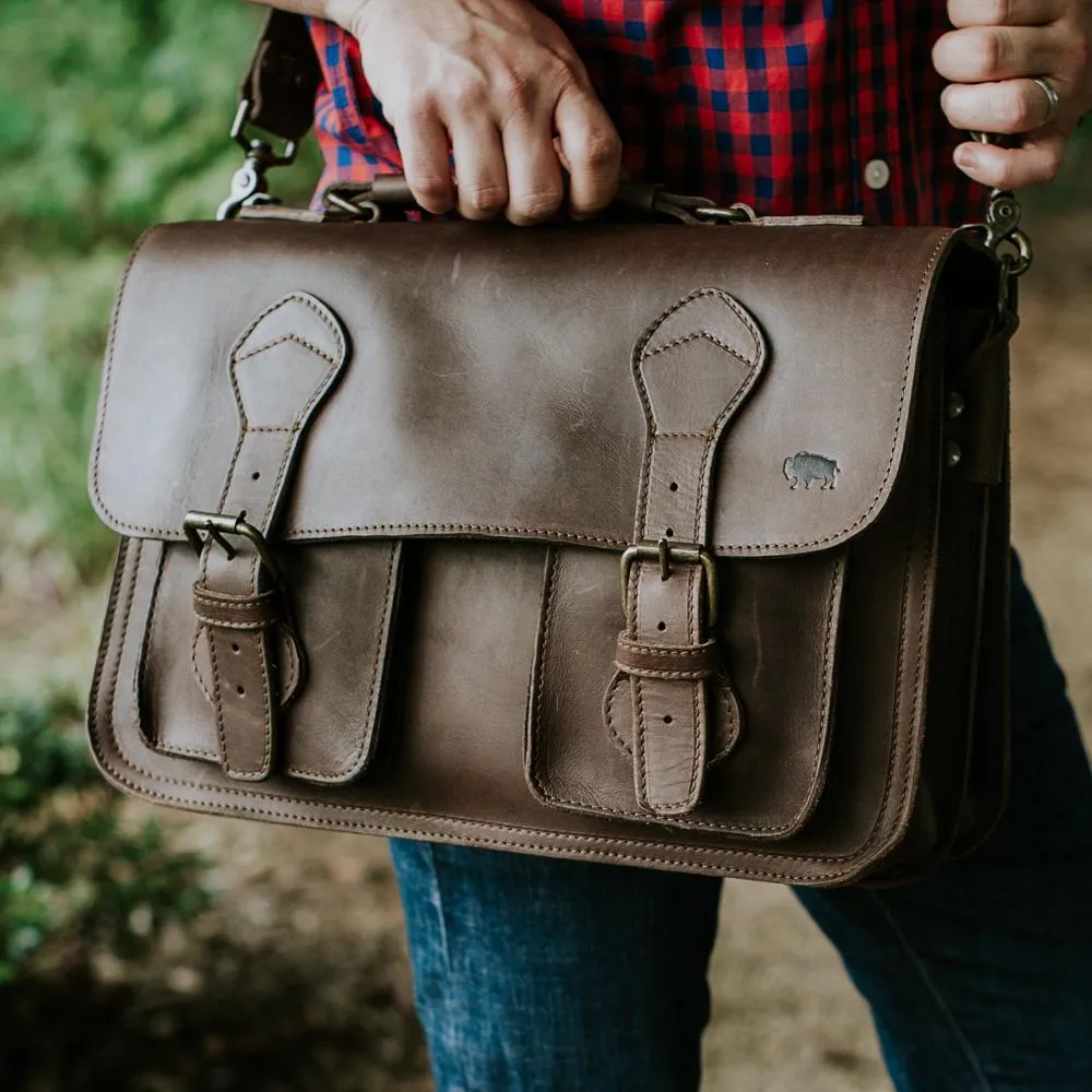 Denver Leather Briefcase | Dark Oak