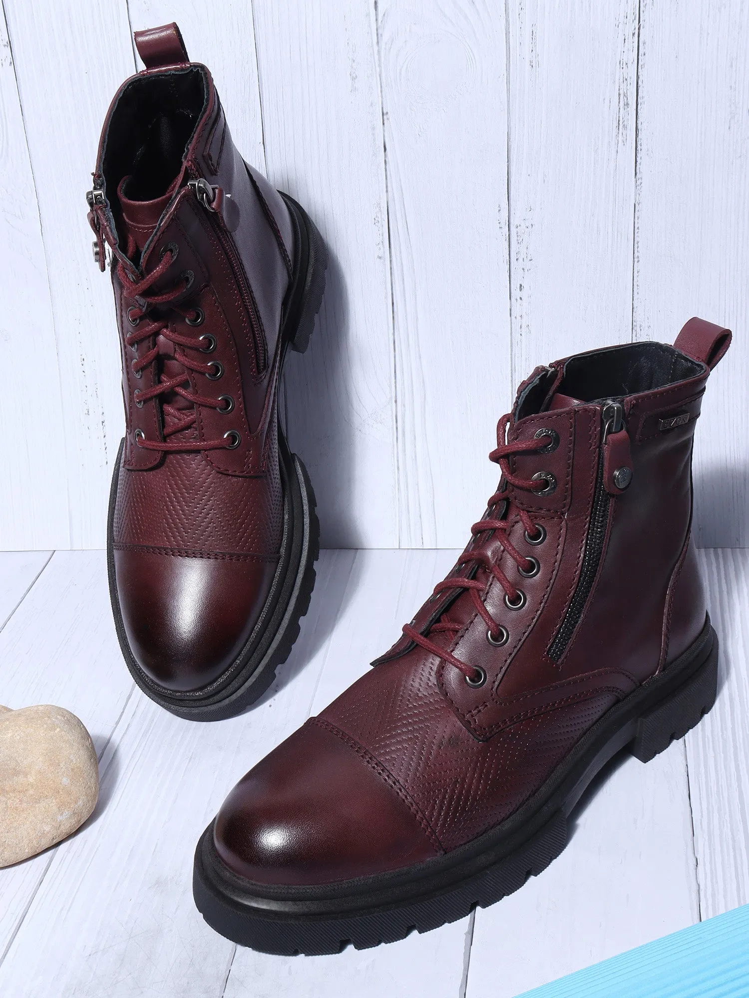 Ezok Bordo Leather Boot Shoes For Men 2501