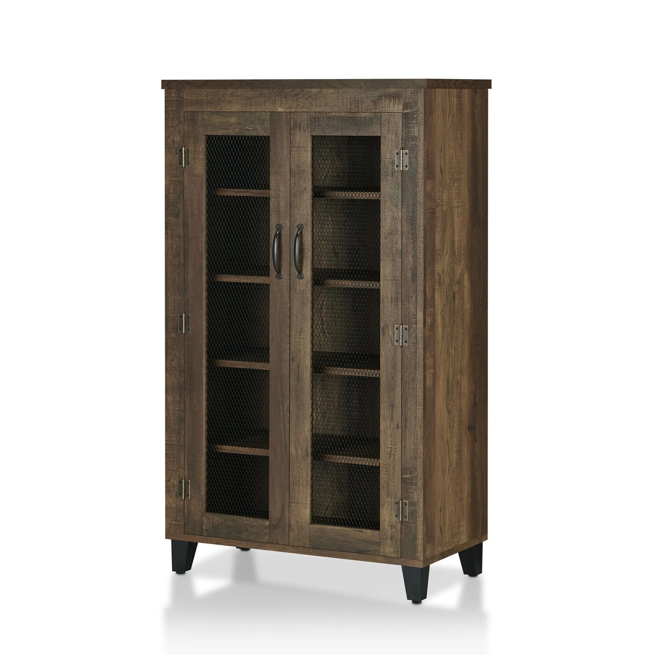 Franconne Rustic Reclaimed Oak 5-shelf Shoe Cabinet