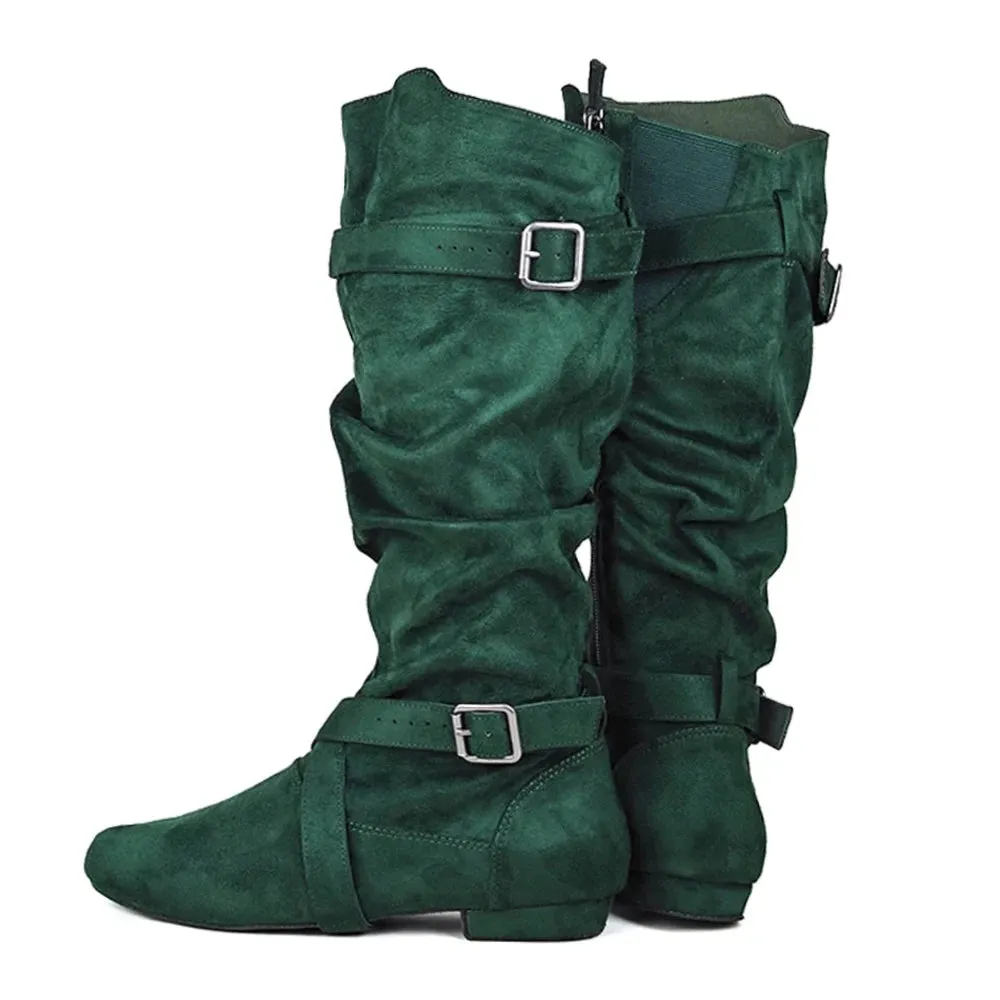 Funki Buys | Boots | Women's Line Dance Buckle Flat Boots