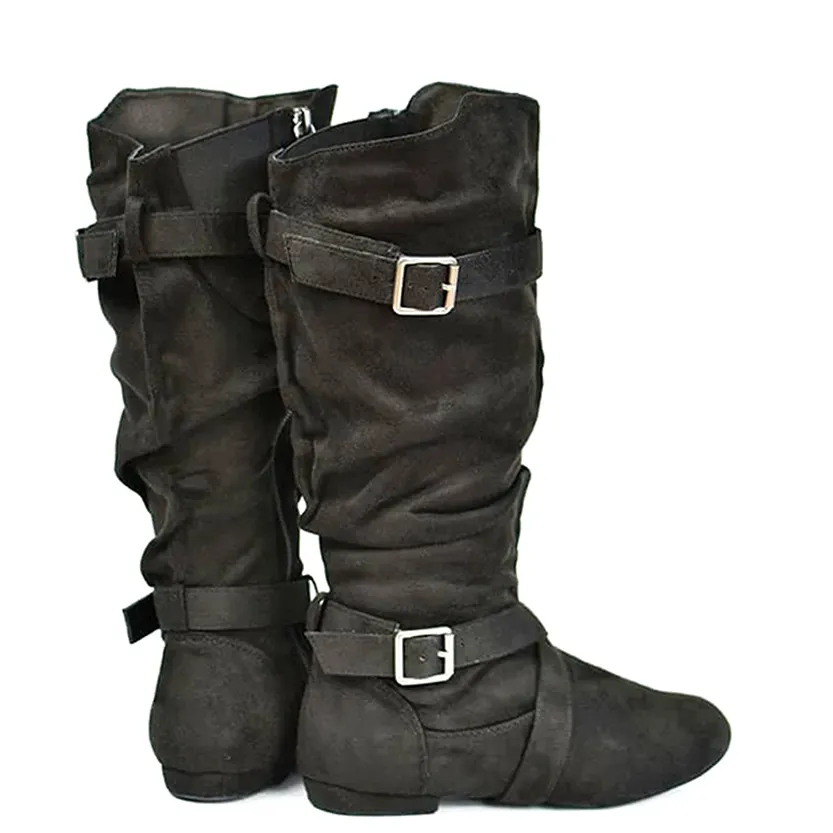 Funki Buys | Boots | Women's Line Dance Buckle Flat Boots