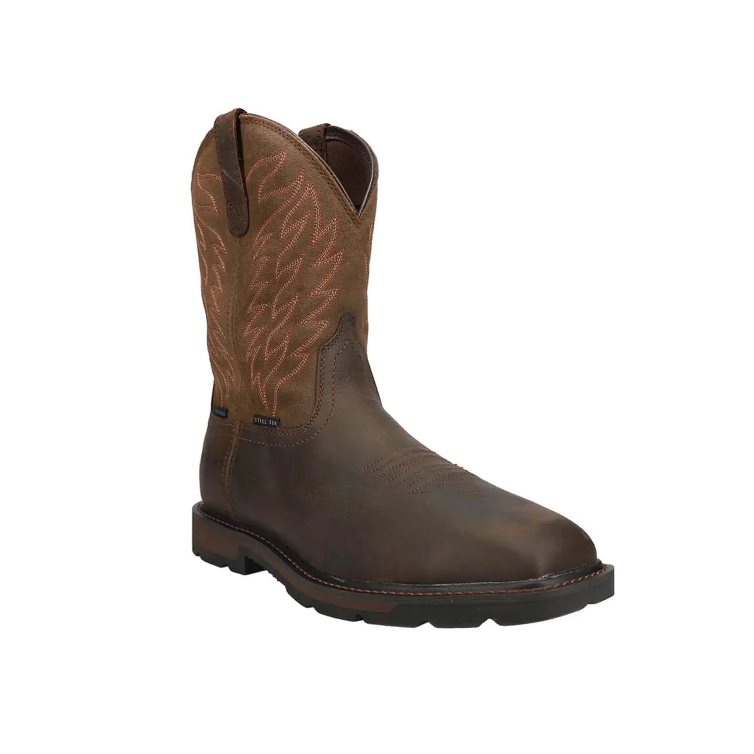 Groundbreaker Steel-Toe Waterproof Pull-On Work Boot Brown