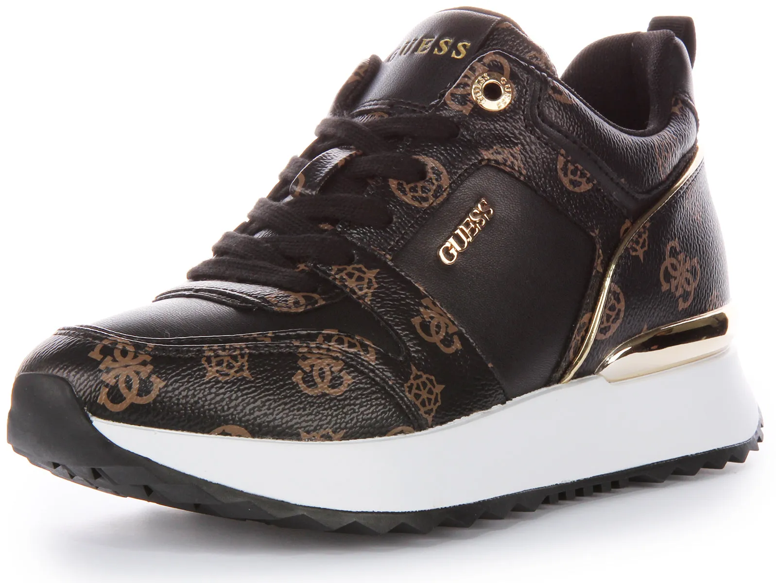 Guess Kaddy Peony Trainer In Choco For Women