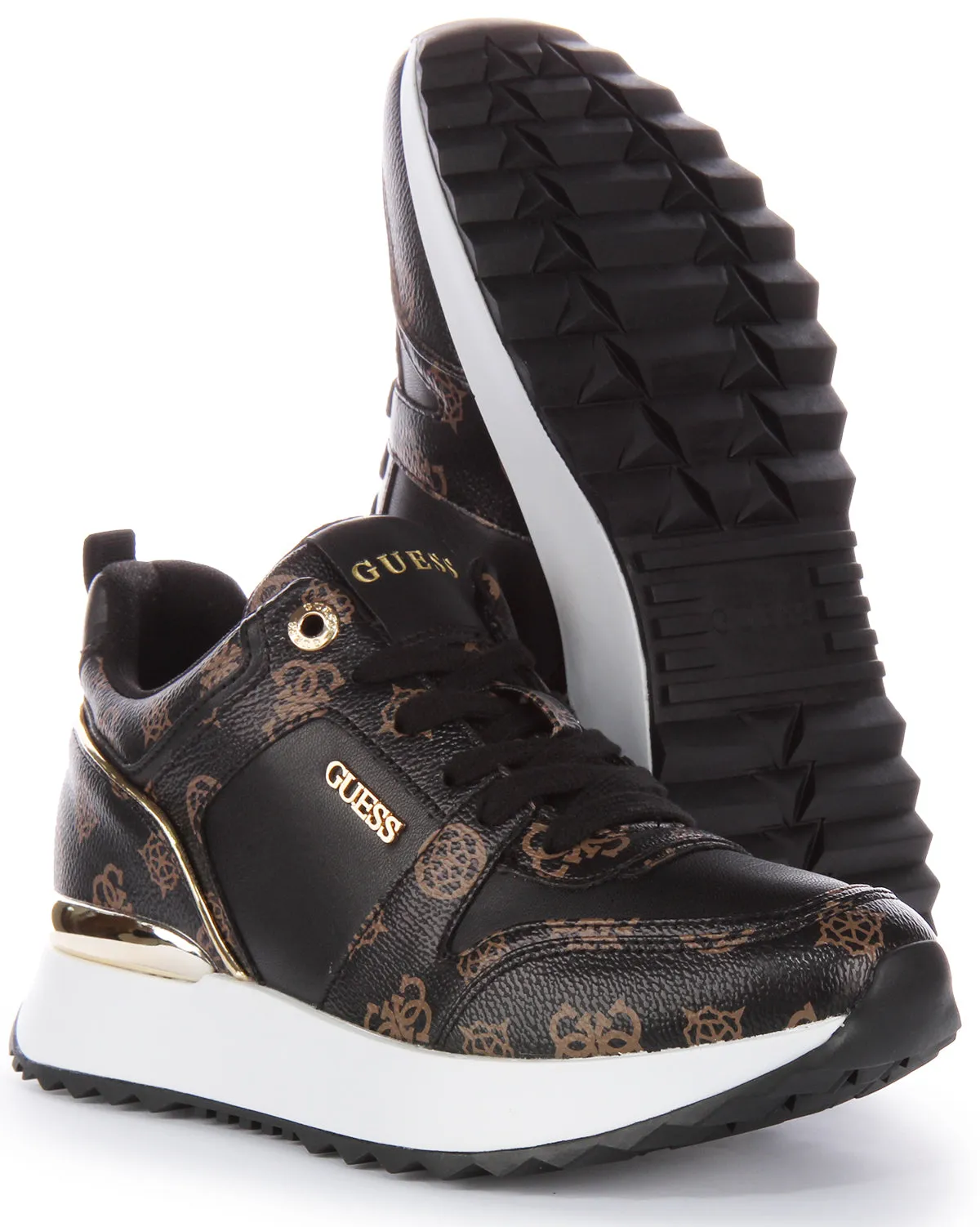 Guess Kaddy Peony Trainer In Choco For Women