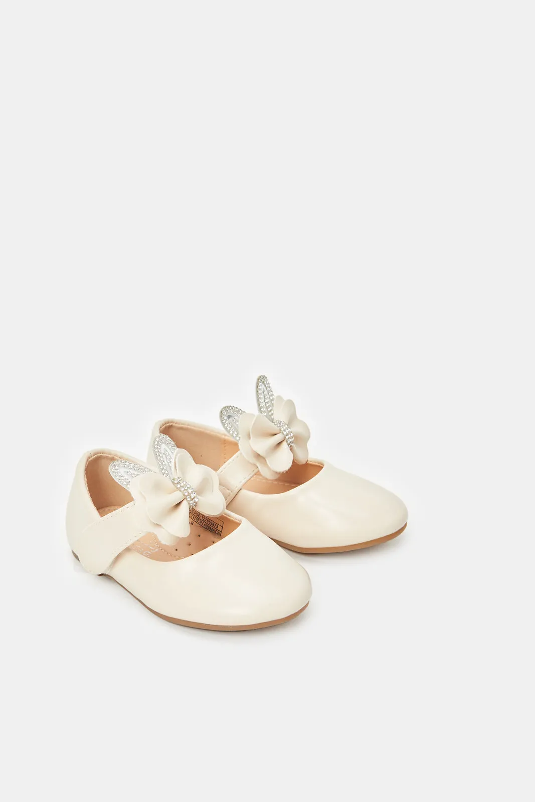 Infant Girls Cream Diamante Ballerina