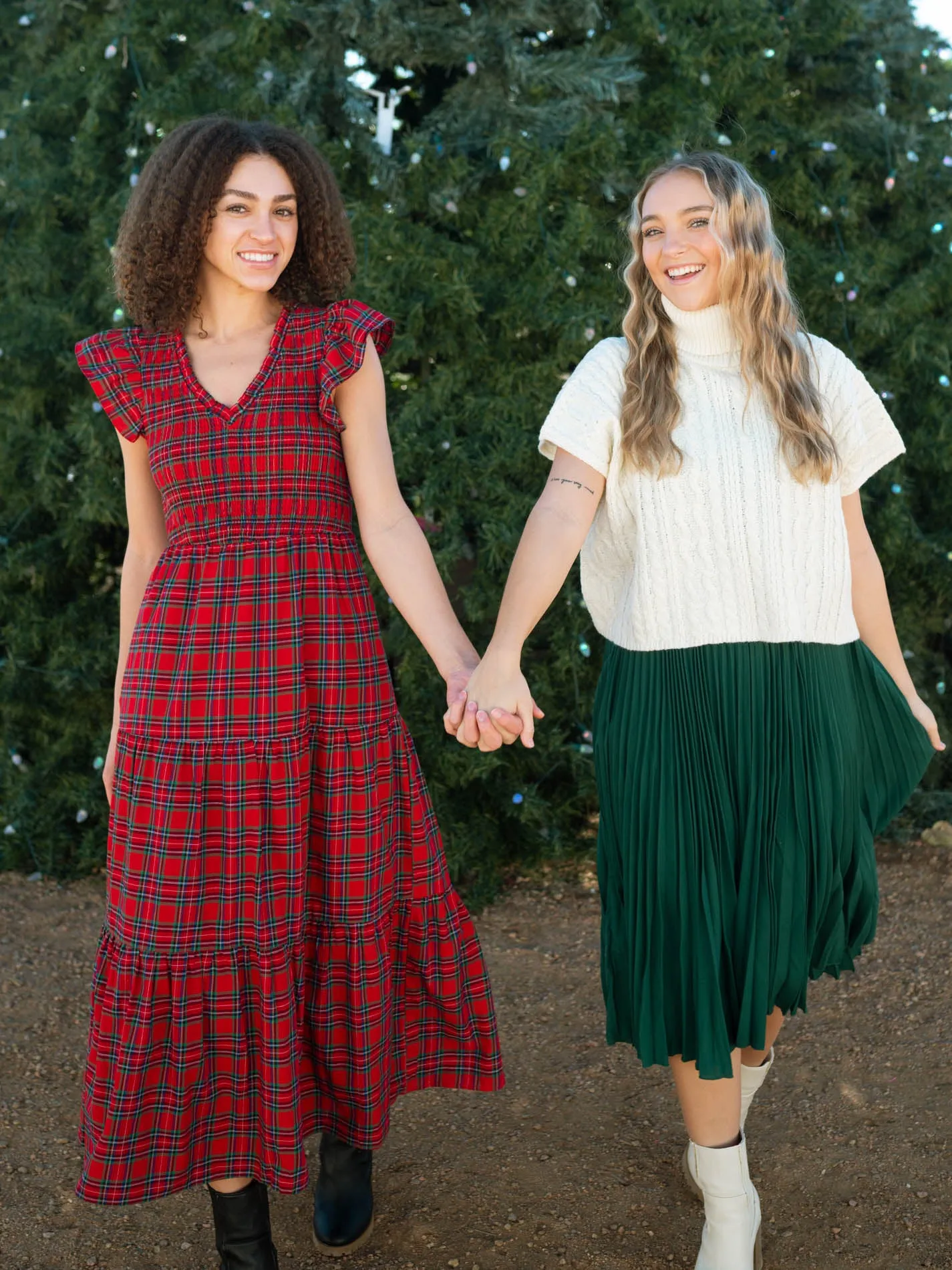 Josephine Plaid Midi Dress