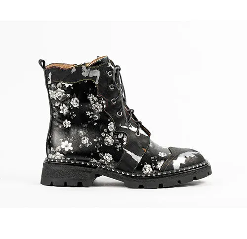 Leather Floral Army-Style Boot (Only Size 5 Left!)