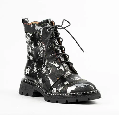 Leather Floral Army-Style Boot (Only Size 5 Left!)