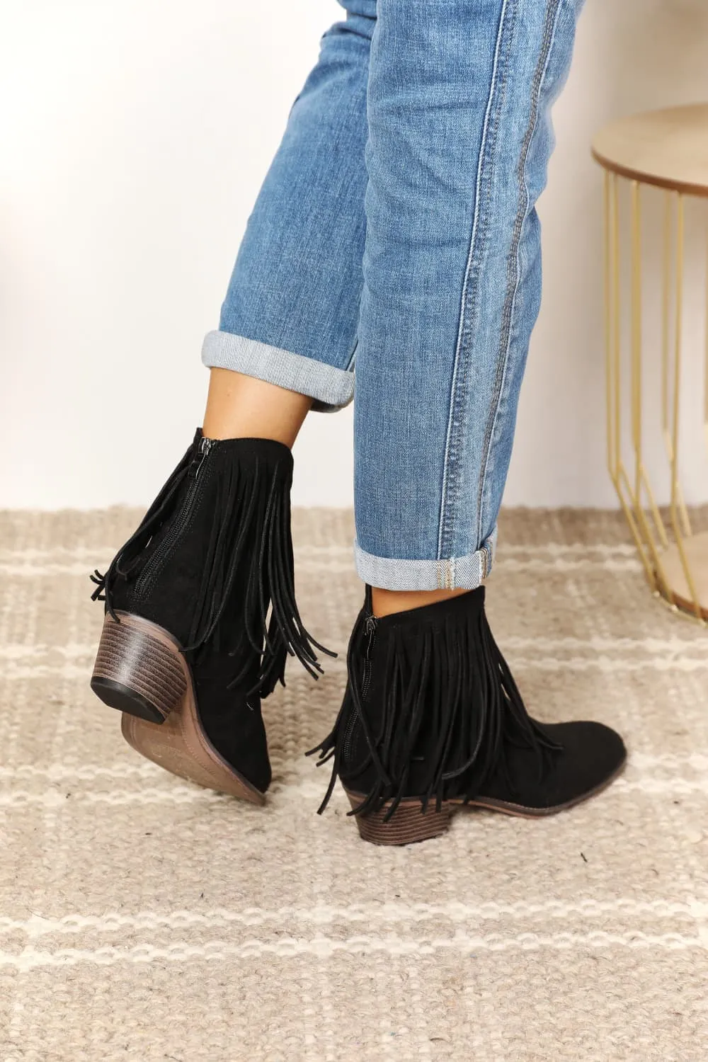 Midnight Cowboy Fringe Ankle Boots