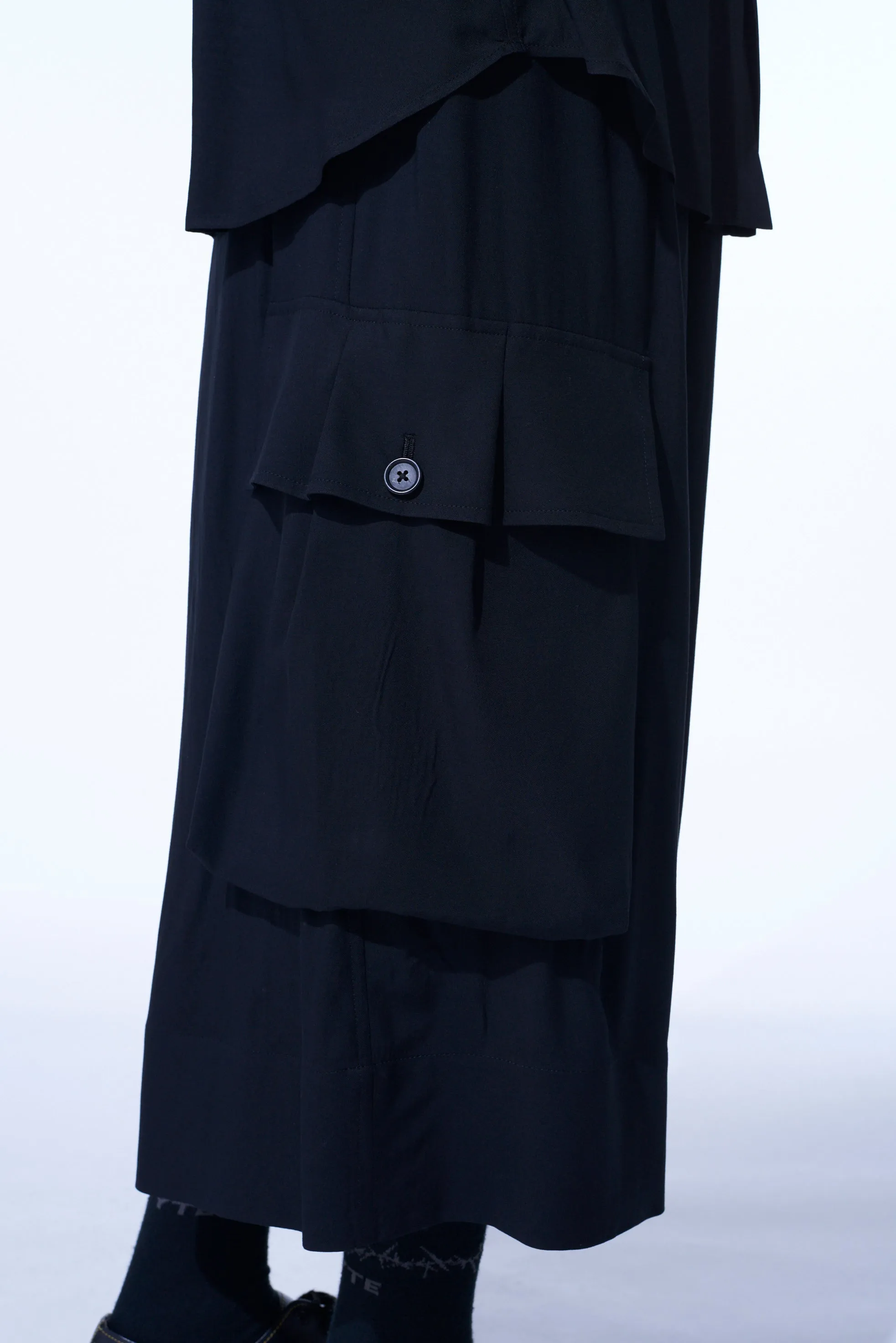 RAYON WASHER TWILL CARGO CULOTTE PANTS