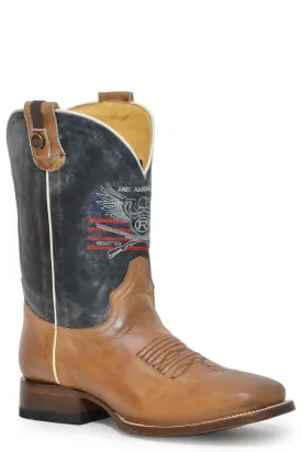 Roper Mens 2nd Amendment CCS Rider Tan/Blue Leather Cowboy Boots