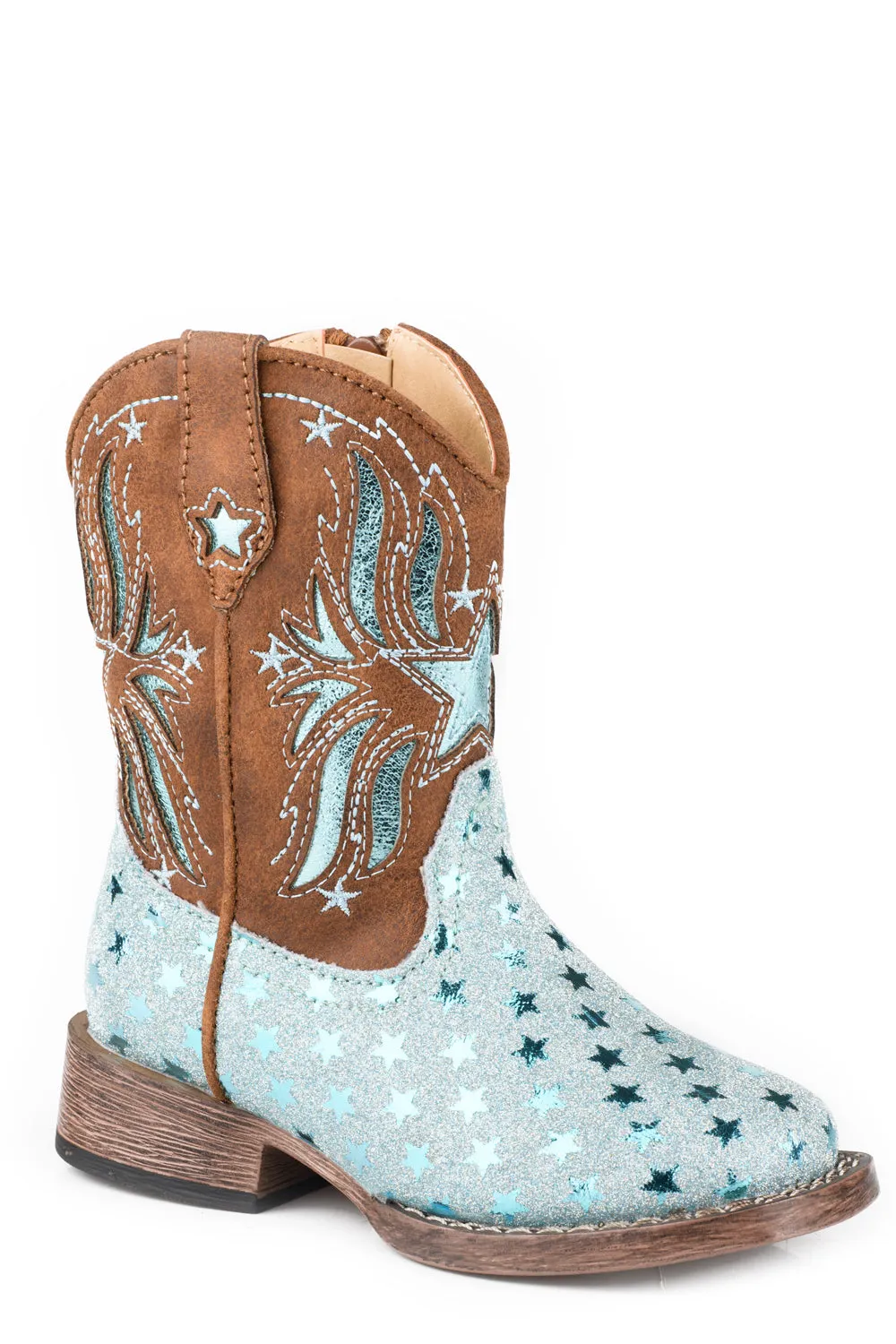 Roper Toddler Unisex Starlet Brown/Blue Faux Leather Cowboy Boots